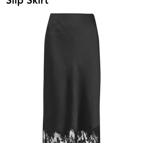 All Saints Bridgette Lace-Trim Satin Slip Skirt - Picture 5 of 6